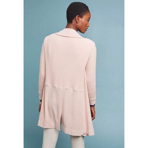 Anthropologie COA Cozy Brushed Fleece Cardigan Sweater Blush Pink - Picture 3 of 7